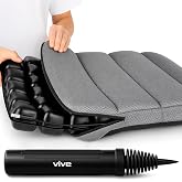 Vive Inflatable Wheelchair Air Seat Cushion - Adjustable Air Pressure | Relief Travel Seat, Portable - Waffle Style Pressure Relief Bed Sore Ulcer Treatment Wheel Chair Pain Cushion for Mobility