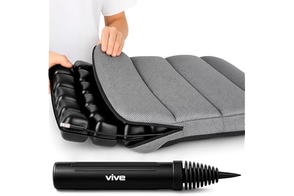 Vive Inflatable Wheelchair Air Seat Cushion - Adjustable Air Pressure Relief Travel Seat, Portable - Waffle Style Pressure Re