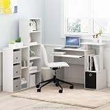 Furinno Luder Bookcase White 5-Tier Small Bookshelf 40.1 W x 132.1 H cm view 5