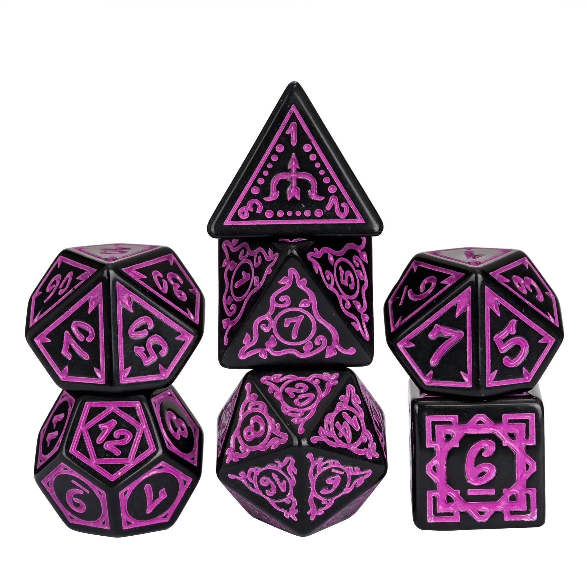 Cusdie 7Pcs/Set DND Dice Set D&D Polyhedral Dice for Dungeons and Dragons TTRPG Role Playing Dice Games RPGs (Purple Druid) — image 1