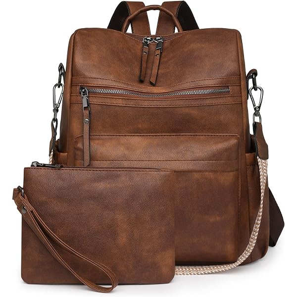 Amazon.com: LASUK PU Leather Backpack Purse for Women Travel  display picture 3