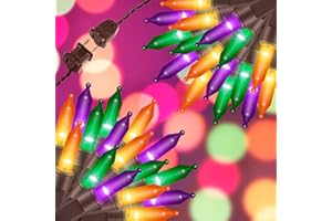 JUSTPRO 100LIGHTS Orange Purple and Green Extra-Bright with End Connectors Halloween Decorative Lights 5.98m UL Certified Mini String Light Set Waterproof for Halloween Home Garden Tree Party Patio