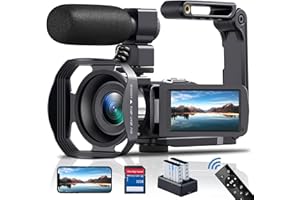 MERVNE 4K 60FPS Video Camera 48MP 18X Camcorder 3.0'' Touch Screen Video Camera IR Night Vision Camcorder with SD Card,2 Batteries and Remote