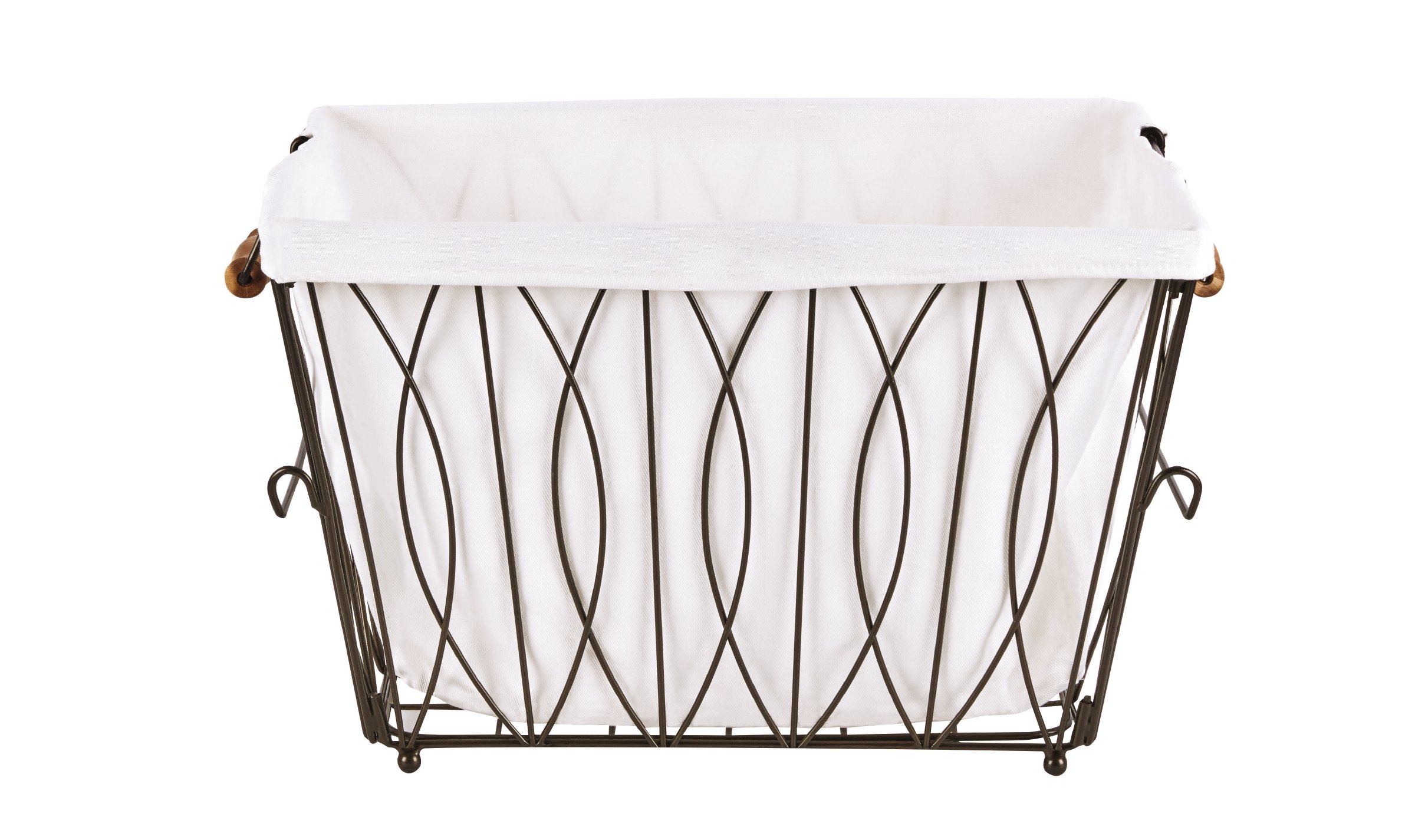 Artesa Verona Collapsible Metal Laundry Cart with Removable Basket & Canvas Bag, Antique Black