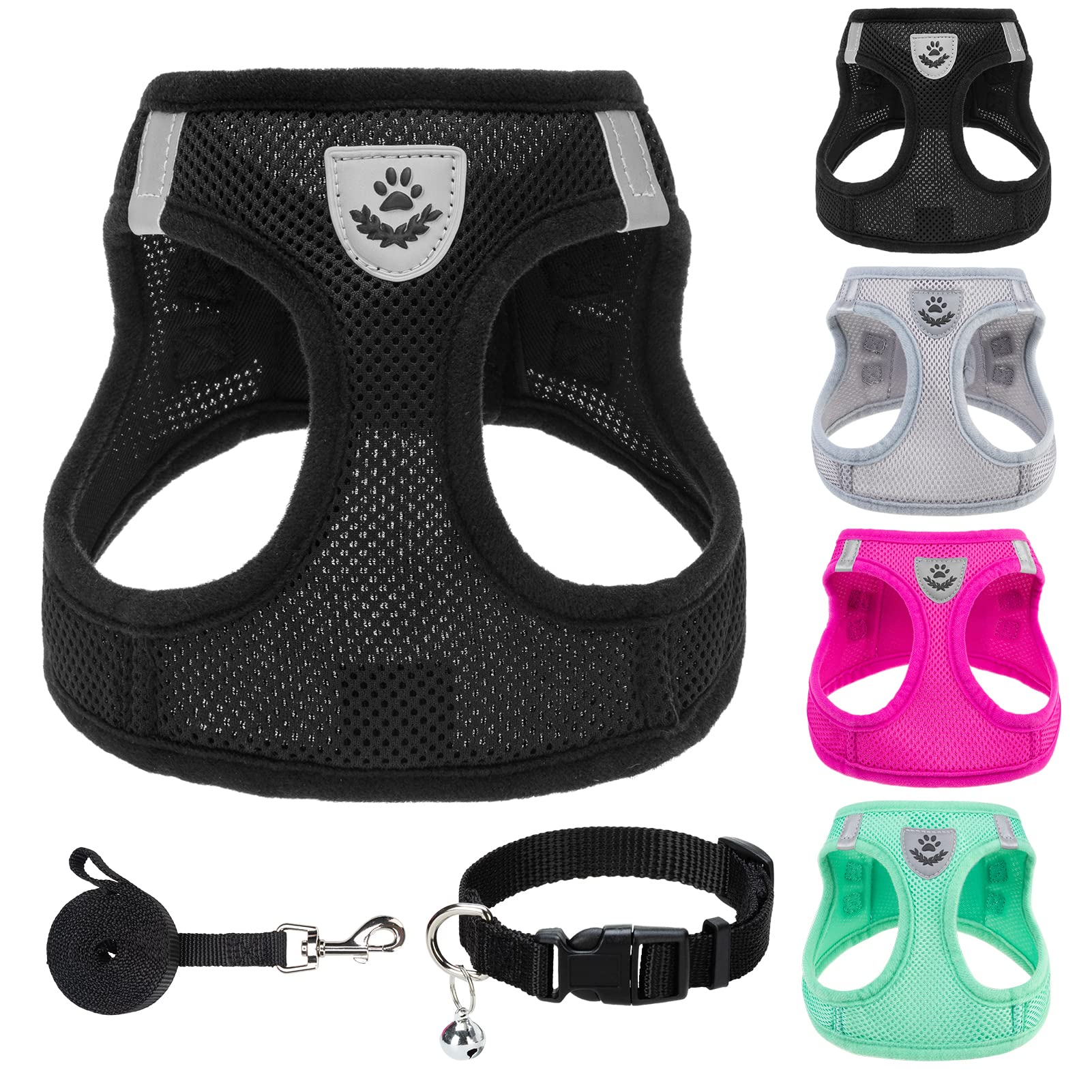 PUPTECK Dog Harness Small Dog with Collar and Lead Set Step-in No Pull Puppy Cat Harnesses for Daily Walking — image 1