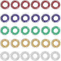 30 Pieces Acupressure Rings Spiky Sensory Rings for Fingers Stress Relief Fidget Sensory Massager for Teens Adults