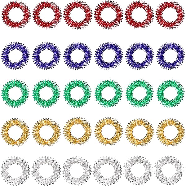Juego De 10 Piezas Antiestrés - Anillos Ajustables, Bolas De Masaje Y Pulseras - Alivia El Estrés Y La Ansiedad