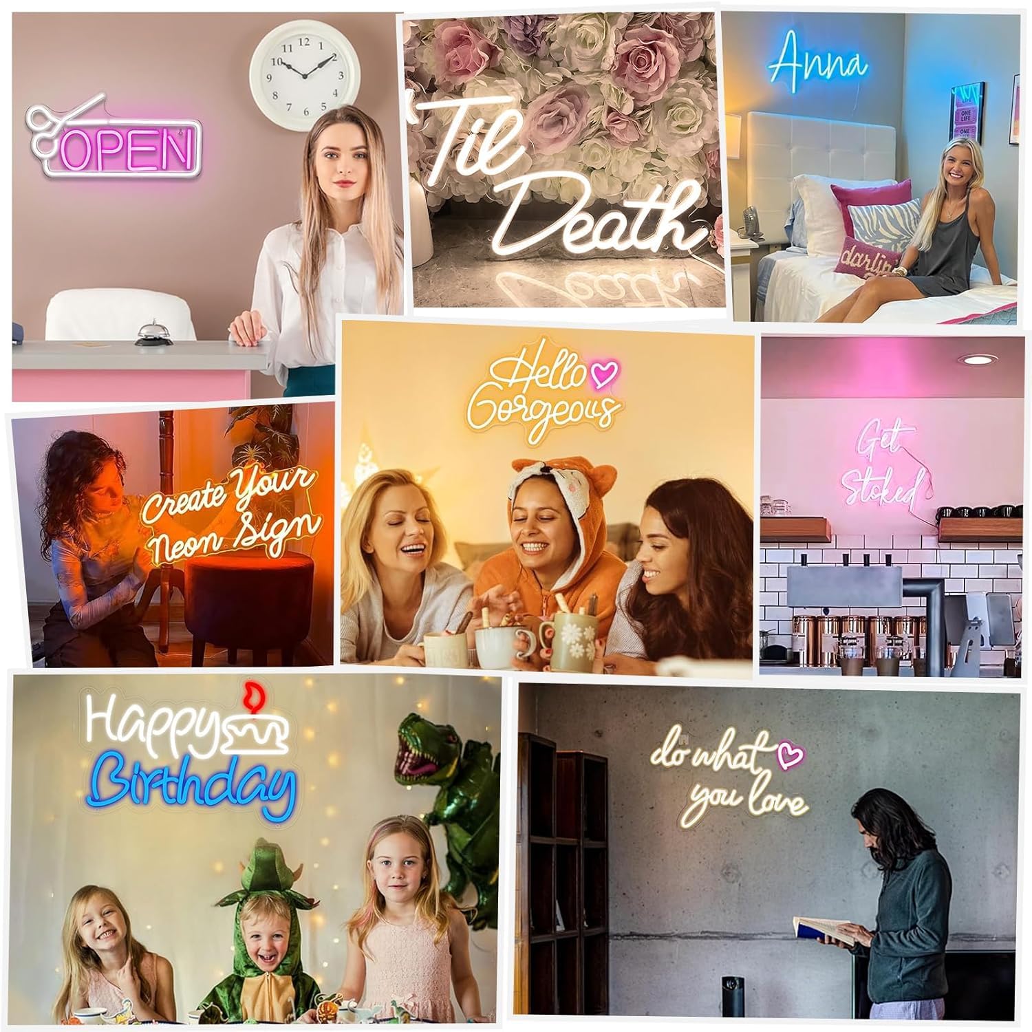 Neon Schild Personalisiert, LED Namensschild Leuchtreklame mit 12 Farboptionen Anpassbar für Hochzeit Geburtstag Party Bar Salon Gaming Zimmer Wanddeko Schlafzimmer (20-140cm Länge) 3