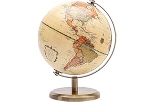 TOPGLOBE 14cm / 5.5 inch Antique Globe Mini World Globe - 14cm / 5.5 inch Diametre Metal Arc and Base Bronzed Colour