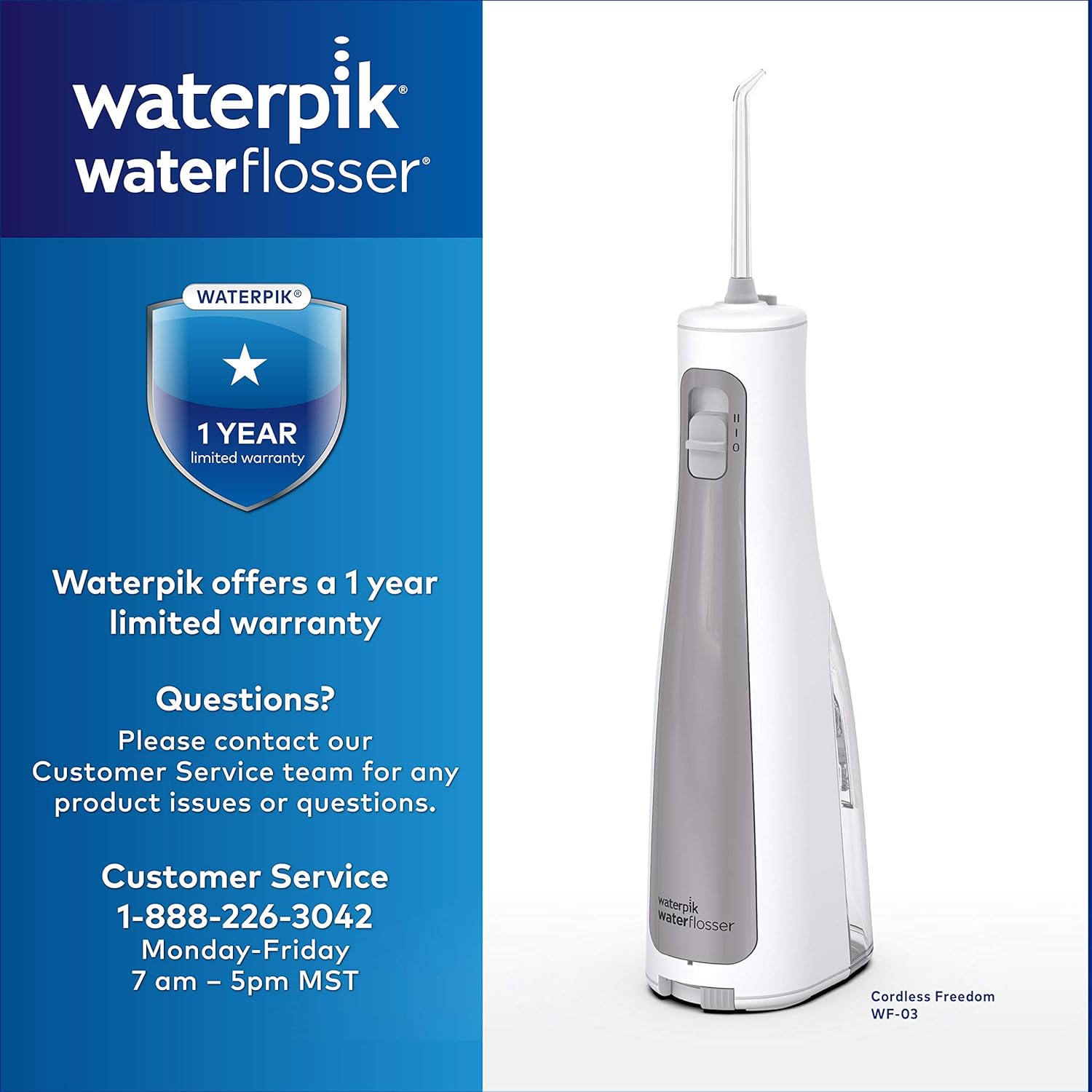 Waterpik Water Flosser Cordless Dental Oral Irrigator for Teeth with Portable Travel Bag and 3 Jet Tips, Cordless Freedom ADA Accepted, WF-03, White: Beauty