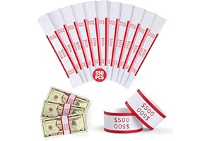 PONNOR Money Bands 550 Pack for Cash Self Adhesive Wrappers for Bills Currency Straps for Dollar Wraps Organizer($500 / Red)