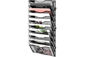 EasyPAG 10-Tier Wall File Organizer Hanging File Folders Holder Office Organizers and Storage for Paper Rack,Mail &Magazine O