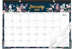 SHOPARR 2024 Desk Calendar - Desk Calendar 2024, 12 Monthly Desk/Wall Calendar 2-in-1, Jan. 2024 - Dec. 2024, 17" x 12", Desk Calendar with Thick Paper + Corner Protectors + Large Ruled Blocks - Flowers and
