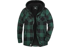 SCODI Men's Flannel Jacket Sherpa Lined Hoodies Zip Up Fleece Plaid Shirt Jackets Winter Outdoor Coat Warm Outwear