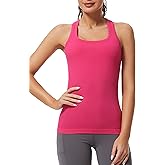MathCat Workout Tank Tops for Women Athletic Basic Tanks Seamless Running Muscle Racerback Ribbed Yoga Tops with Built in Bra