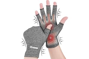 TFUSOM Compression Gloves Arthritis Gloves for Women for Pain,Fingerless Compression Wrap for Hand Pain and Osteoarthritis，Anti-Slip，Unisex,M,Gainsboro