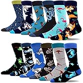 MAKABO Men's Fun Dress Socks Colorful Novelty Patterned Cotton Crew Socks