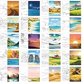 Sherr 20 Pcs Pre Drawn Canvas Landscape for Painting for Adults | Bulk 8