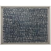 Benjara 40 Inch Framed Wall Art Decor, Abstract Lines, Natural Fiber, White, Gray