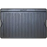 Camp Chef Cast Iron Griddle - 16 x 24, Non-Stick Grill/Griddle Sides | Model CGG24B, Ribbed side for sear marks, flat side for traditional cooking, Molded side handles for secure lifting