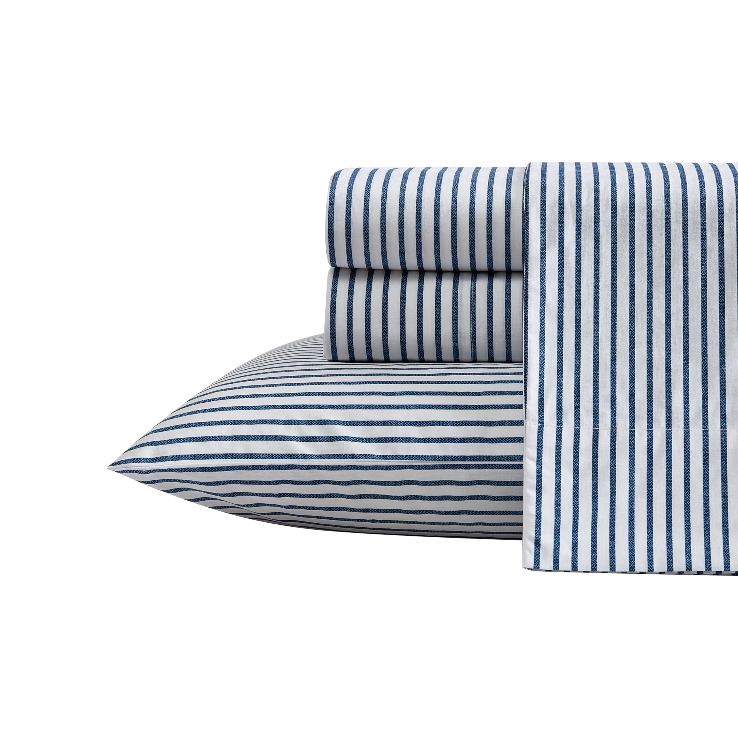 Nautica - Queen Sheets, Cotton Percale Preppy Bedding Set, Crisp & Cool, Lightweight & Breathable (Michael Plaid Grey, Queen)