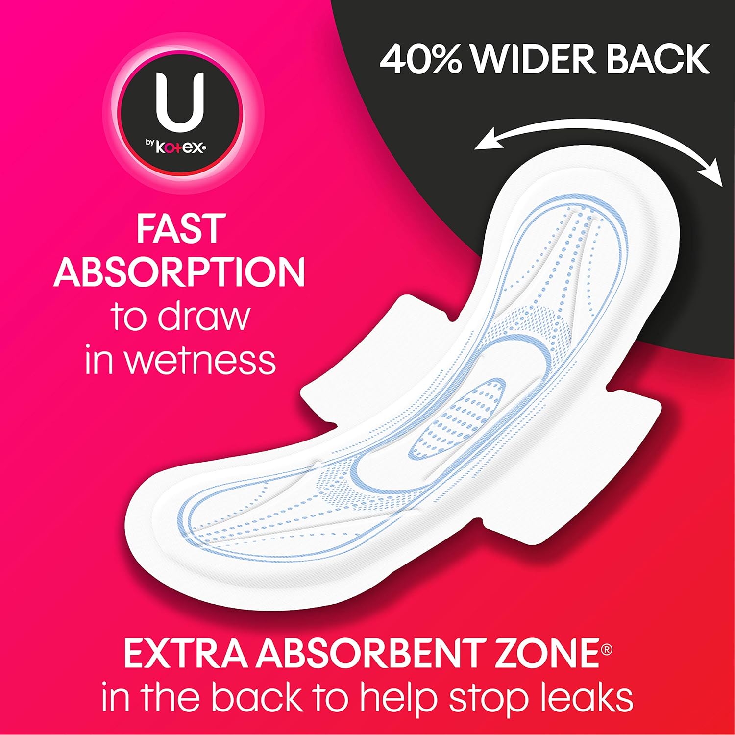 U by Kotex Security Feminine Maxi Pad with Wings, Overnight, Unscented, 112 Count (4 Packs of 28) (Packaging May Vary): Health & Personal Care