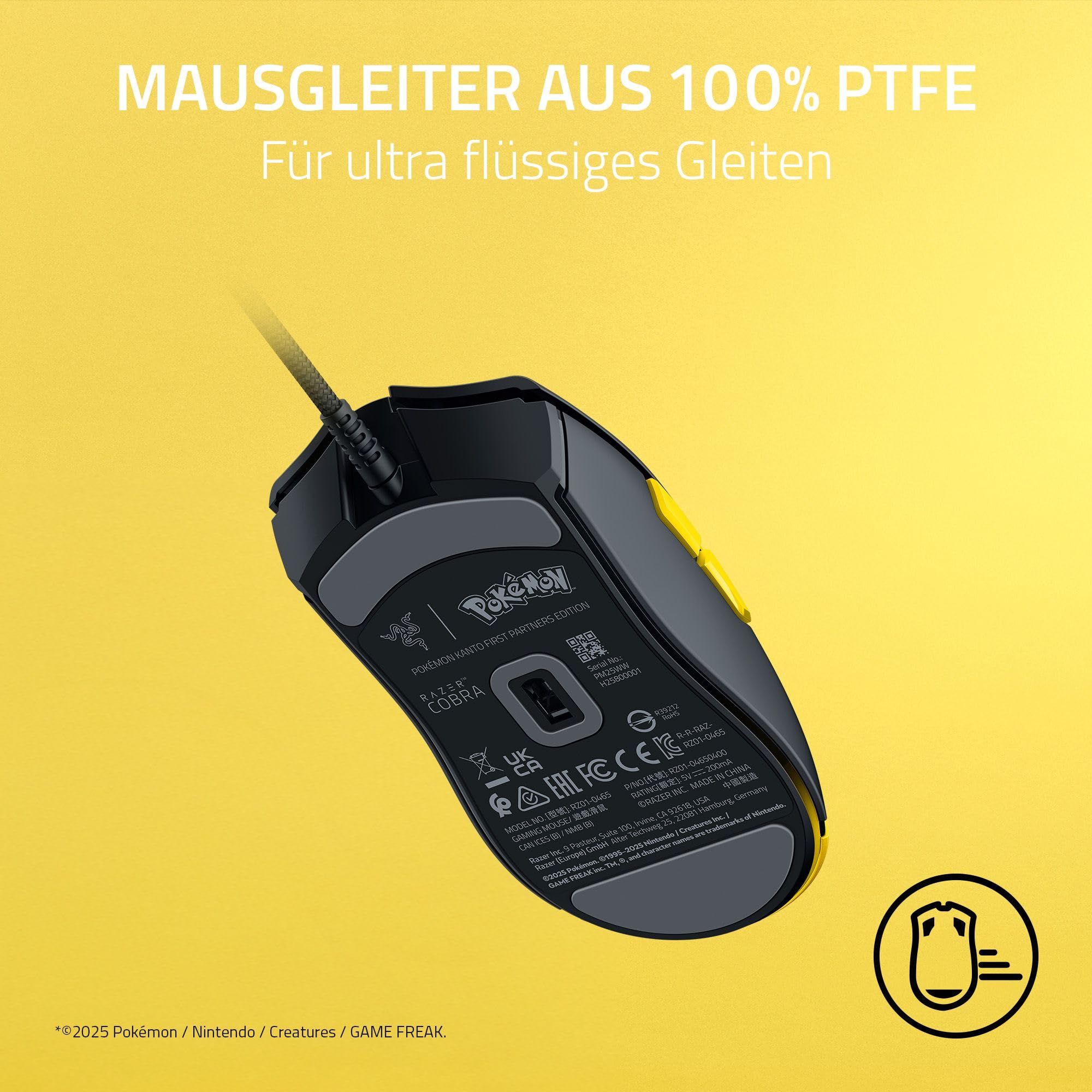 Razer Cobra Pokémon Edition - Leichte kabelgebundene Gaming-Maus - 8500 DPI Sensor - 58g - optische Mausschalter 3th Gen - Chroma-Beleuchtung mit Gradient Underglow - Speedflex-Kabel | Pokémon Kanto 7