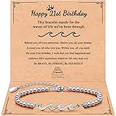 QWNHONEY Waves of Life Bracelet Inspirational Birthday Gifts for Bestie Sister 16th 18th 21st 30th 40th 50th 60th Birthday Gifts for Women