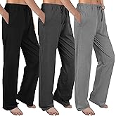 Wenouy 3 Pack Womens Pajama Pants Soft Loose Casual Lounge & Sleep Pants Pajama Bottoms PJ Sleepwear with Pockets