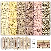 2370pcs Clay Beads for Bracelets Making, 6 Color Coffee Heishi Beads Polymer Clay Beads for Jewelry Making Supplies Charm, Friendship Bracelet Making Kit for Girl Women Adults (Neutral)