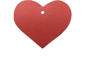 LWR CRAFTS 100 Hang Tags Heart with Jute Twines 100ft (2 3/8" x 2 3/16", Bling Red)