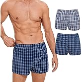 ShieldEase Incontinence Underwear for Men Washable - Reusable Boxer Briefs with Front Fly, Front & Rear Leak Proof, 120ml Absorbency (2 Pack, Plaid Blue White+Blue Green, L)