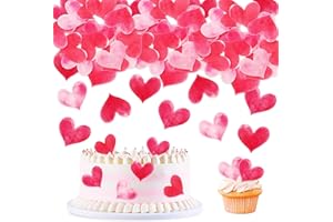 Keaziu 50 Pack Edible Heart Cupcake Toppers Edible Wafar Paper Spring Bridal Engagement Baby Shower Birthday Party Cupcake Picks Anniversary Party Decorations Supplies Pink