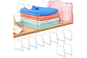 SOYO 10 PCS Shelf Dividers for Closet Organization, Durable Acrylic Clear Closet Shelf Divider for Wood Shelf, Adjustable Clear Shelf Separators for Closet, Bedroom, Kitchen and Office