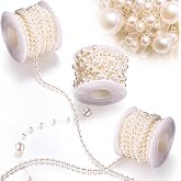 3 Rolls 66 ft Pearl String Garland Faux Pearl Beads, Lvory, 4mm, 8+3mm | Artificial Beaded Strand, Cuttable Trim for Wedding Decor, Crafts, Floral Arrangements, DIY Projects, Homecoming Supplies