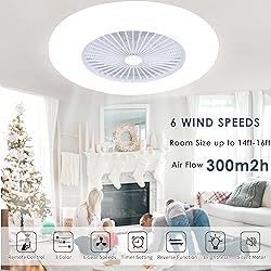 KAMLAM 24" Bladeless Ceiling Fan with Light, Low