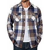 COOFANDY Men Flannel Shirt Casual Button Down Shirt Jacket Long Sleeve Plaid Shirts with Pockets