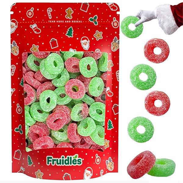 FRUIDLES CHRISTMAS RED AND GREEN JELLY WREATHS GUMMY,...