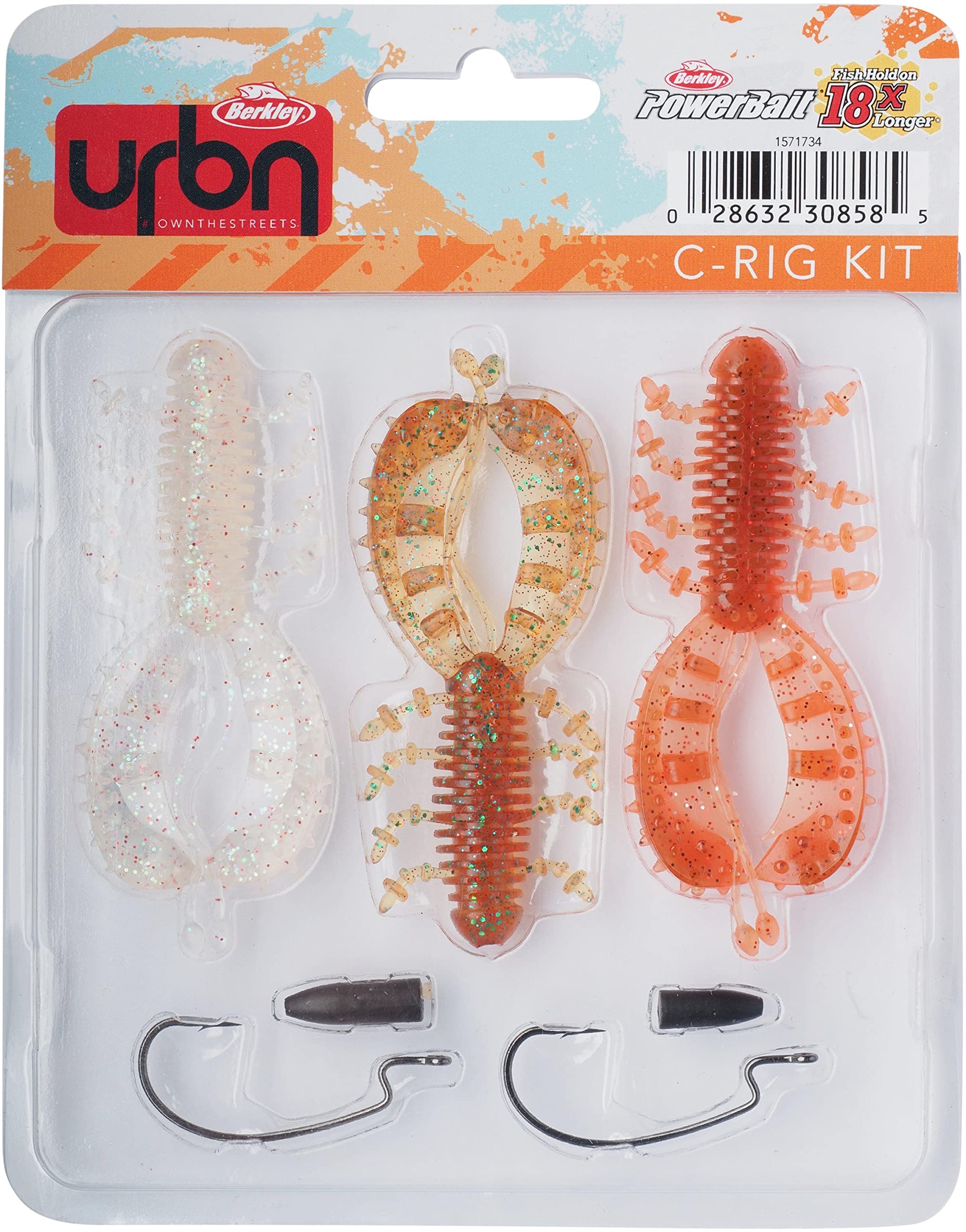 Berkley URBN C-Rig Kit, Pack of 3 Soft Baits Specially Chosen by Berkley's Street Fishing Experts, Carolina Rig, Ideal for Catching Perch, Pike and Zander, Includes Hooks and Weights
