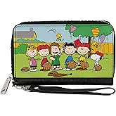 Buckle-Down Peanuts Wallet, Zip Around, Peanuts Gang Backyard Baseball Group Pose, Vegan Leather