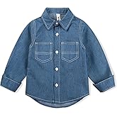 Boys Denim Button Down Shirt Long Sleeve Casual Western Cowboy Chambray Shirts Spring Fall Jean Tops with Pockets