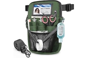 Nurse Fanny Pack with Tape Holder, SITHON Multi Compartment Medical Gear Pocket Belt Bag Nursing Organizer Pouch | Utility Waist Pack for Stethoscopes, Bandage Scissors Medical Supplies, Olive