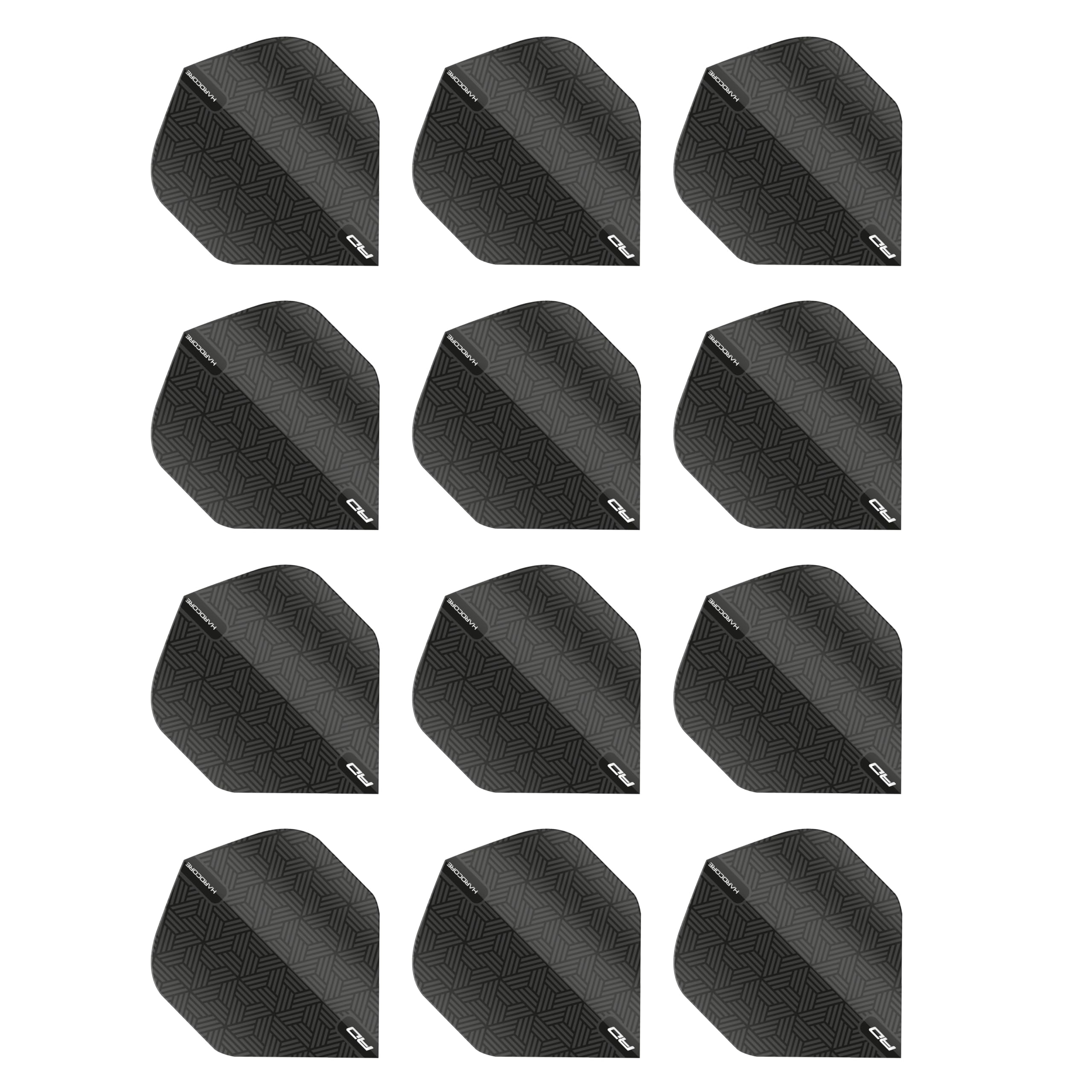 RED DRAGON Hardcore XT Black Patterned Extra Thick Standard Dart Flights - 4 sets Per Pack (12 Dart Flights in total)