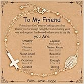Gnamy Happy 13th 15th 16th 21th 30th 40th 50th Birthday Bracelet Gifts for Women Girls, 14k Gold Plated Virgin Mary Cross Bracelet Catholic Religious Friendship Jewelry for Her