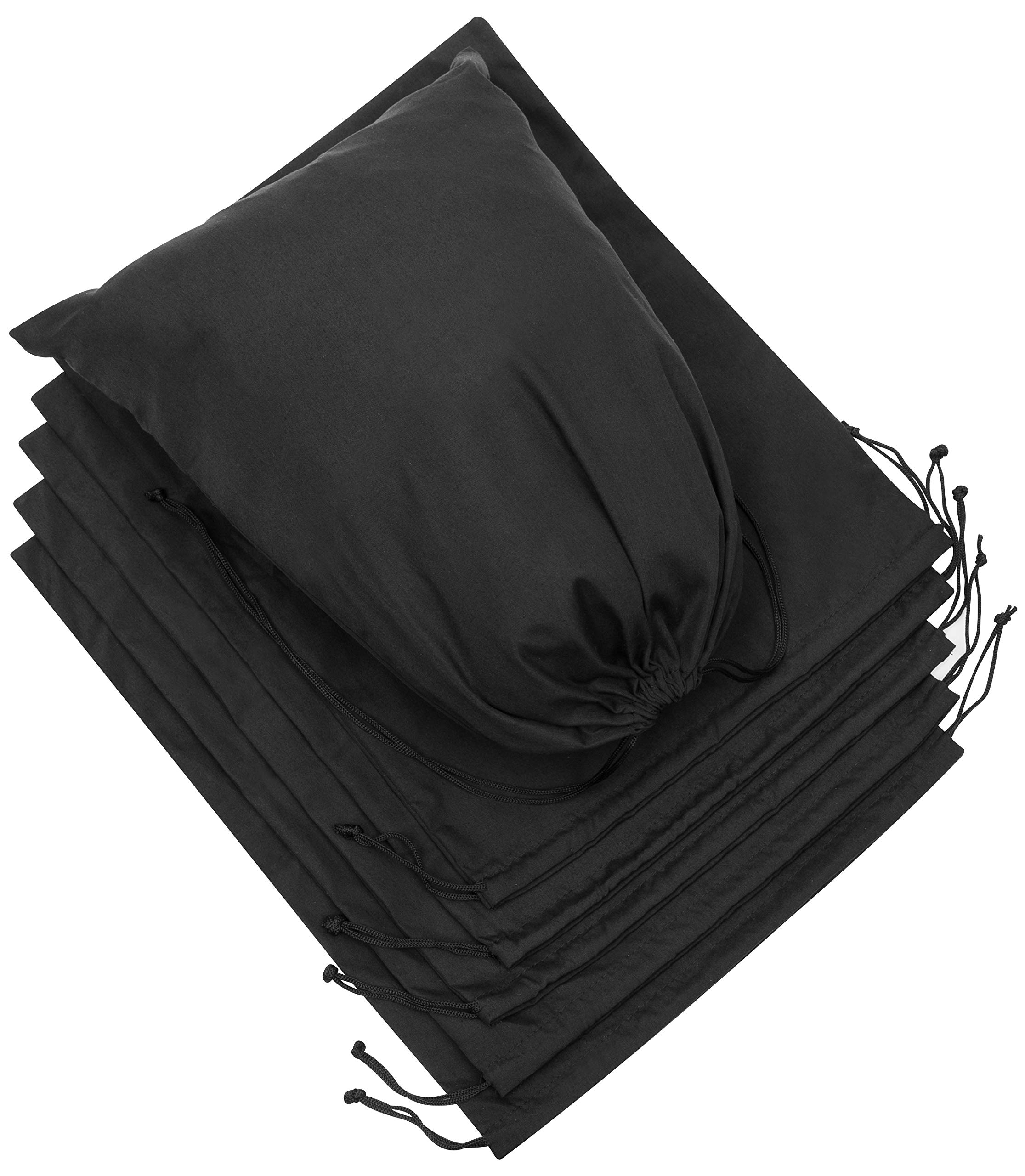Dr Cotton Blend awstring Bags, Black, 14 x 17 inch - 6 pack, awstring