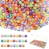 TOAOB 800pcs Letter Beads Transparent Acrylic Alphabet Beads Letter A to Z Cube Beads 6mm for DIY Jewelry Making Bracelets Necklaces Key Chains