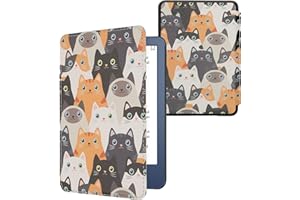 kwmobile Case Compatible with �鶹�� Kindle (2022/2024) Case - eReader Cover - Cats Orange/Black/White