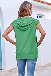 Fisoew Women's Sleeveless Zip Up Cotton Hoodies