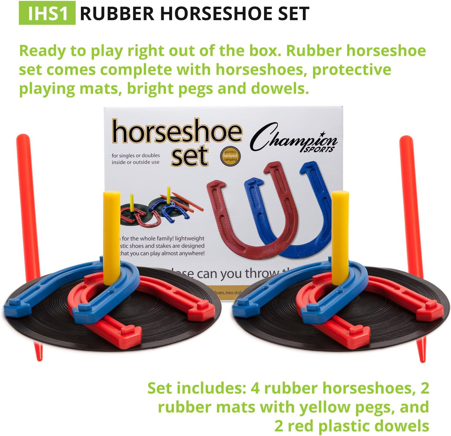 Champion Sports IHS1 Rubber Horseshoe Set : Horseshoe Games : Sports & Outdoors
