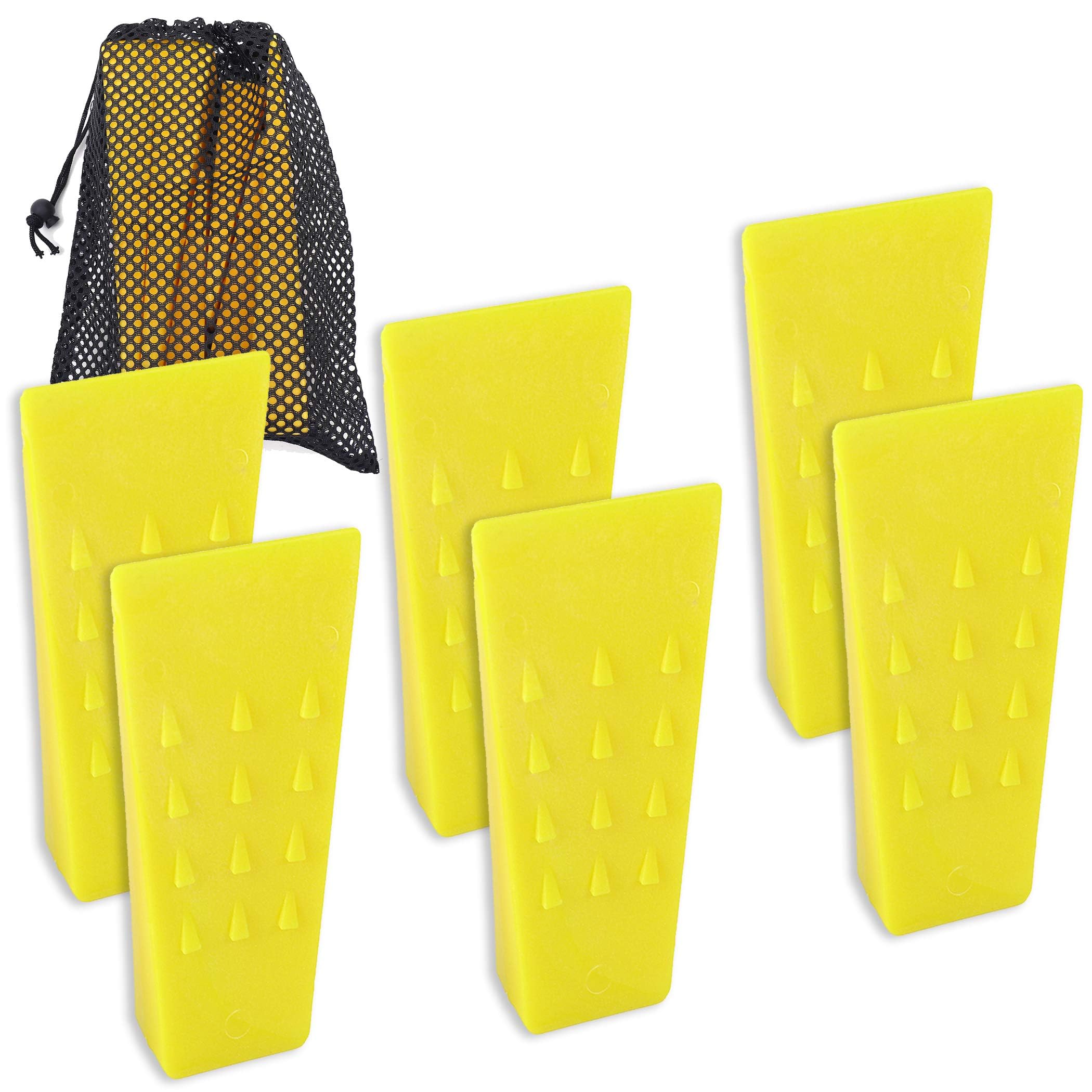 AR-PRO Set of 6 pieces of wedges for safe felling of trees, with spikes, with storage bag, 14 cm spikes for stabilization and safe lowering to the ground, for woodcutters and foresters